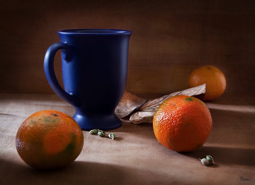 синяя, чашка, мандарины, сухой, лист, мандариновые, косточки, Юрий Юшваев