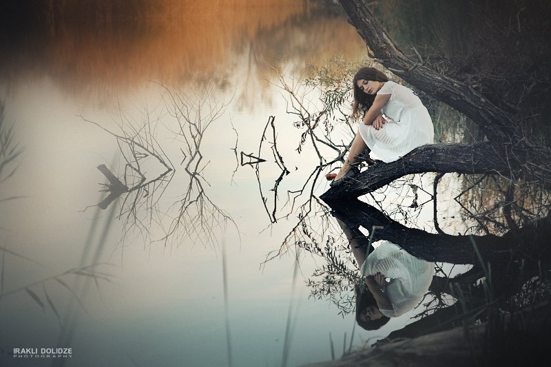 lake,girl,reflection,alone, ირაკლი დოლიძე