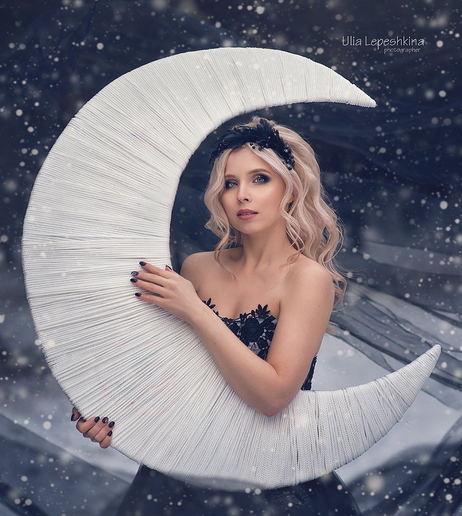 художественная фотосессия девушка зима ночь ночная сказка арт, Юлия Лепёшкина