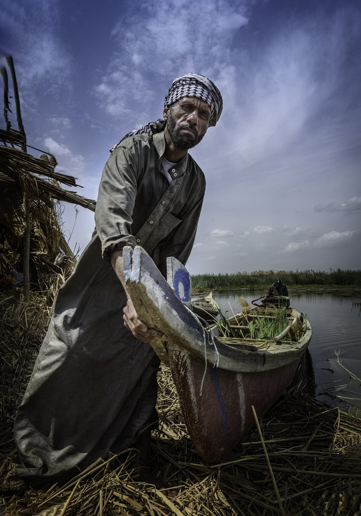 Marshes,Southern Iraq,Boy,cane,Water,sky, hussein