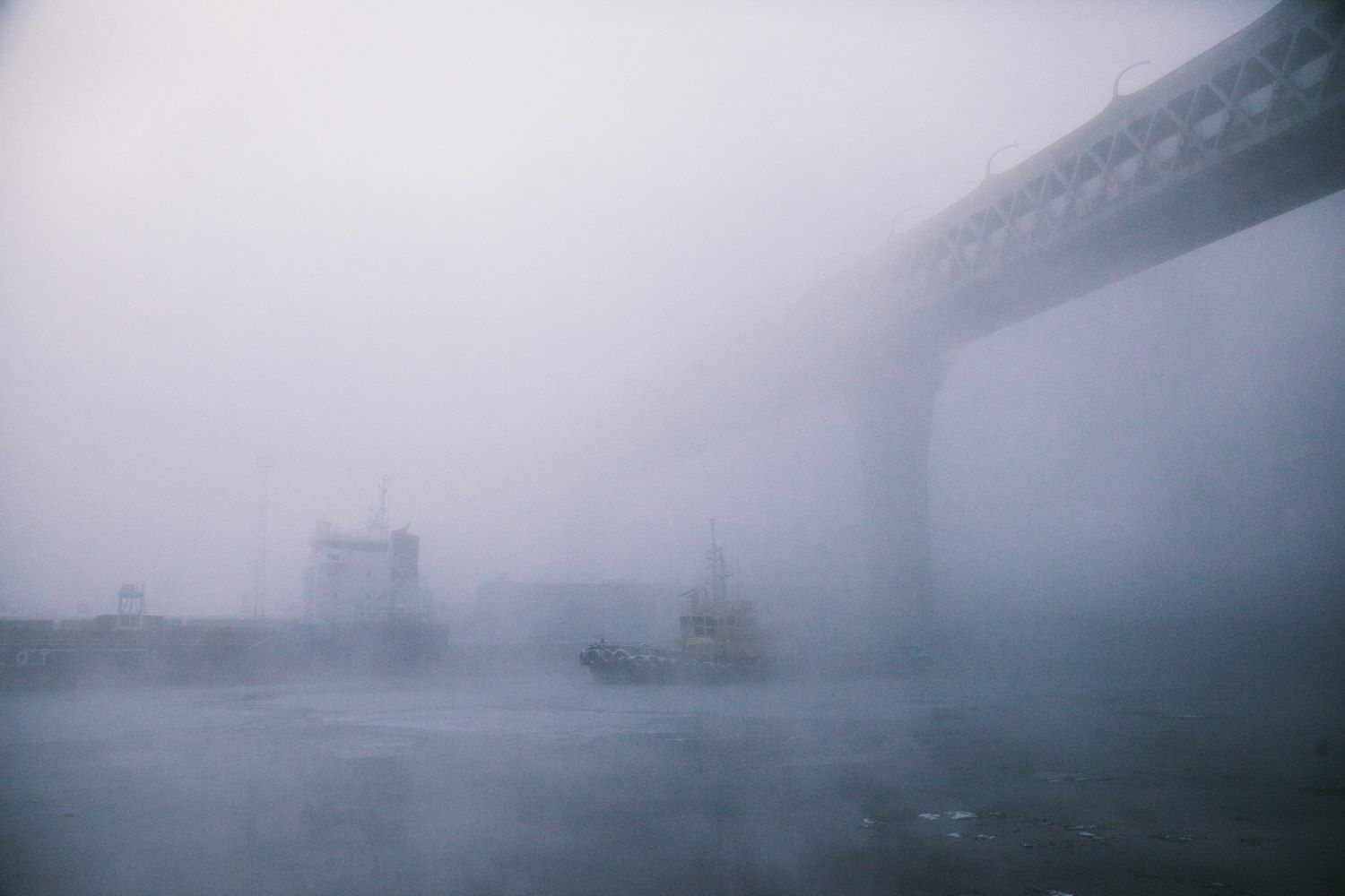 мост, корабль, туман, Николай Щеголев