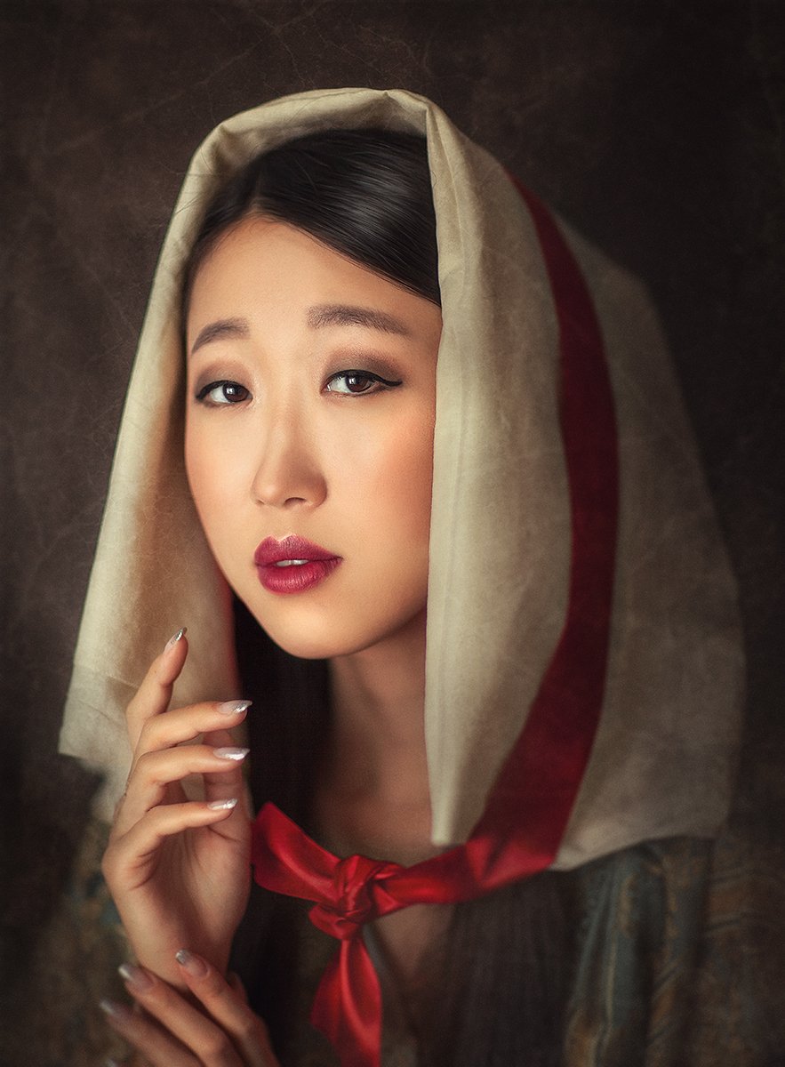 портрет, кореянка, япония, крупный план, выразительный портрет, картина , Настя Саврицкая