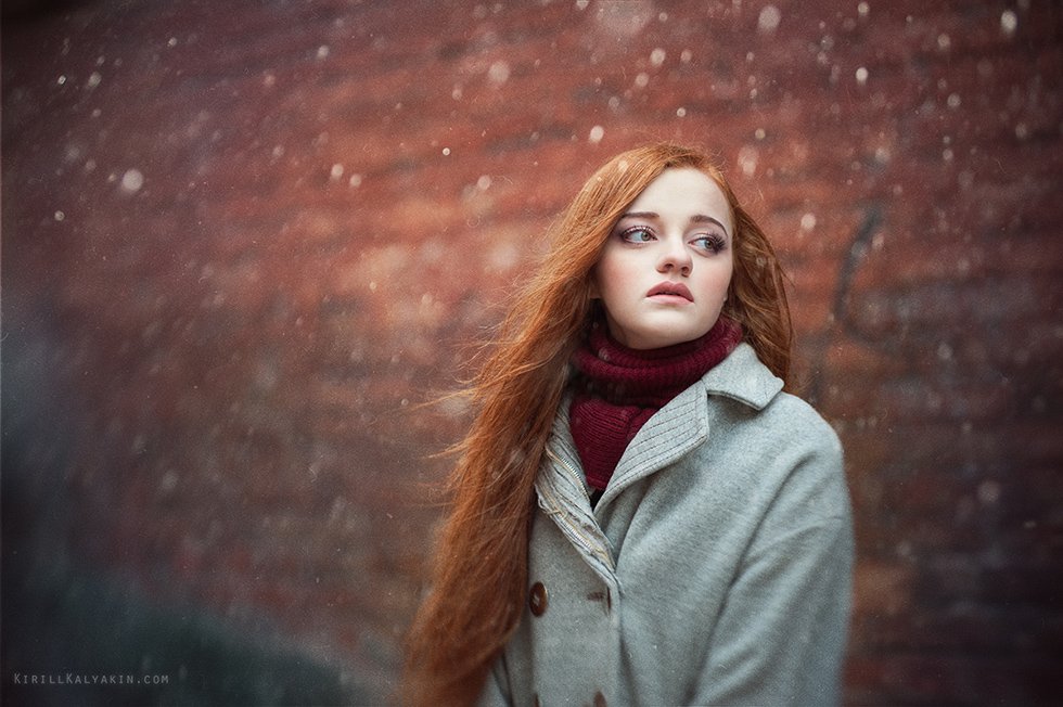 девушка, портрет, снег, грусть, Кирилл Калякин