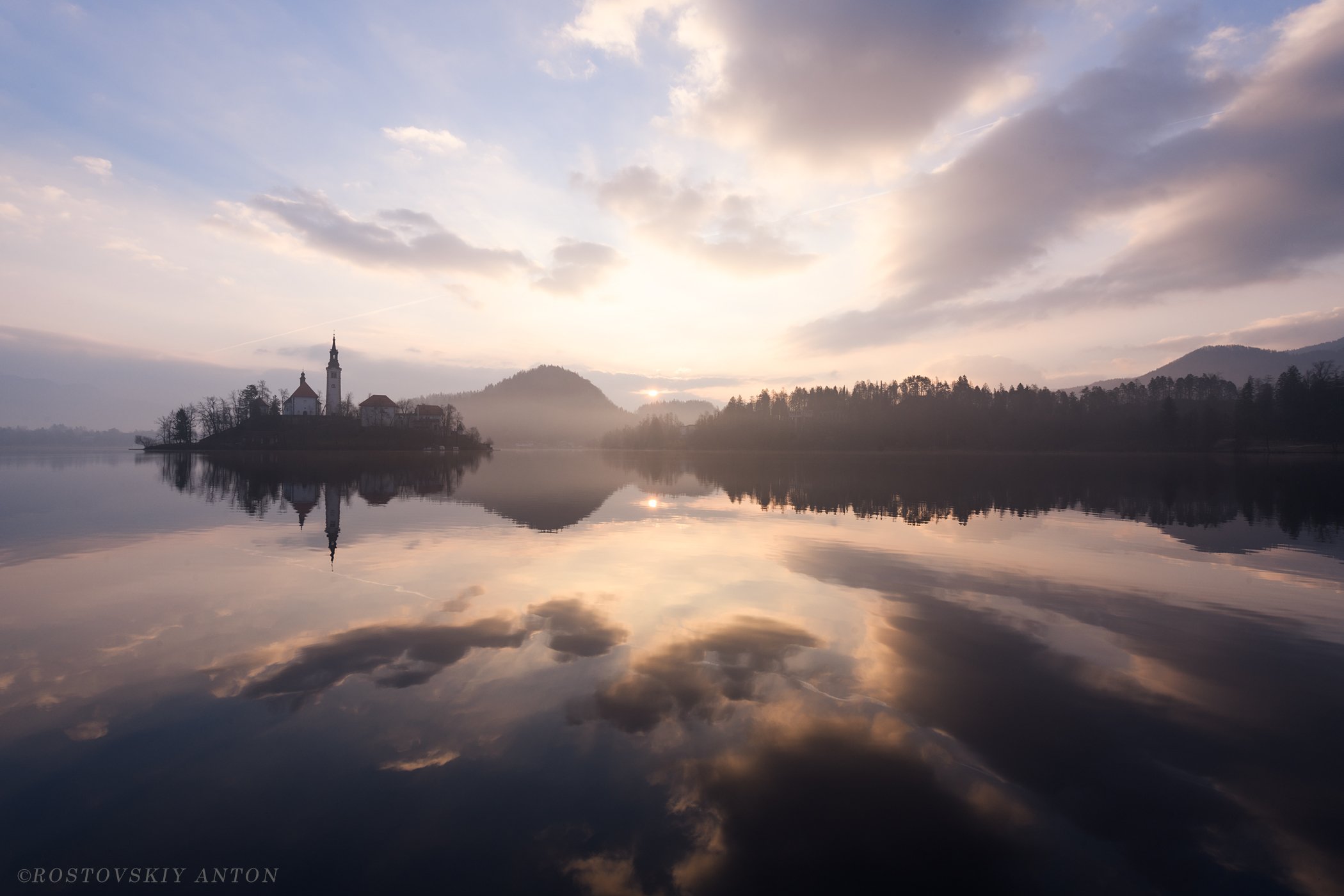 Блед, Словения, фототур, Ростовский Антон, Bled, Slovenia, утро, восход, симметрия, Антон Ростовский