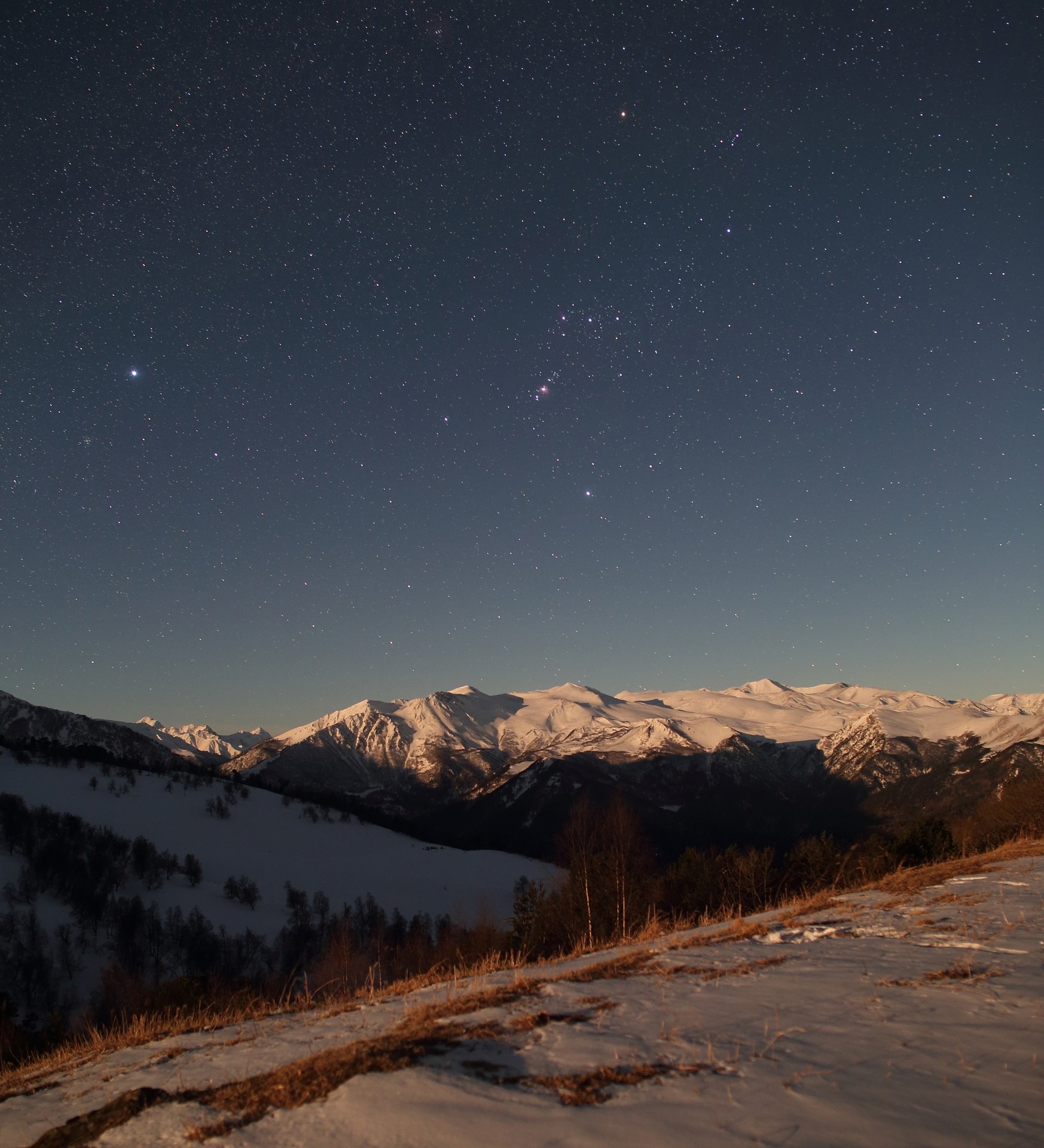 ночь бта обсерватория ночной пейзаж астрофотография звезды созвездия орион облака, Михаил Рева