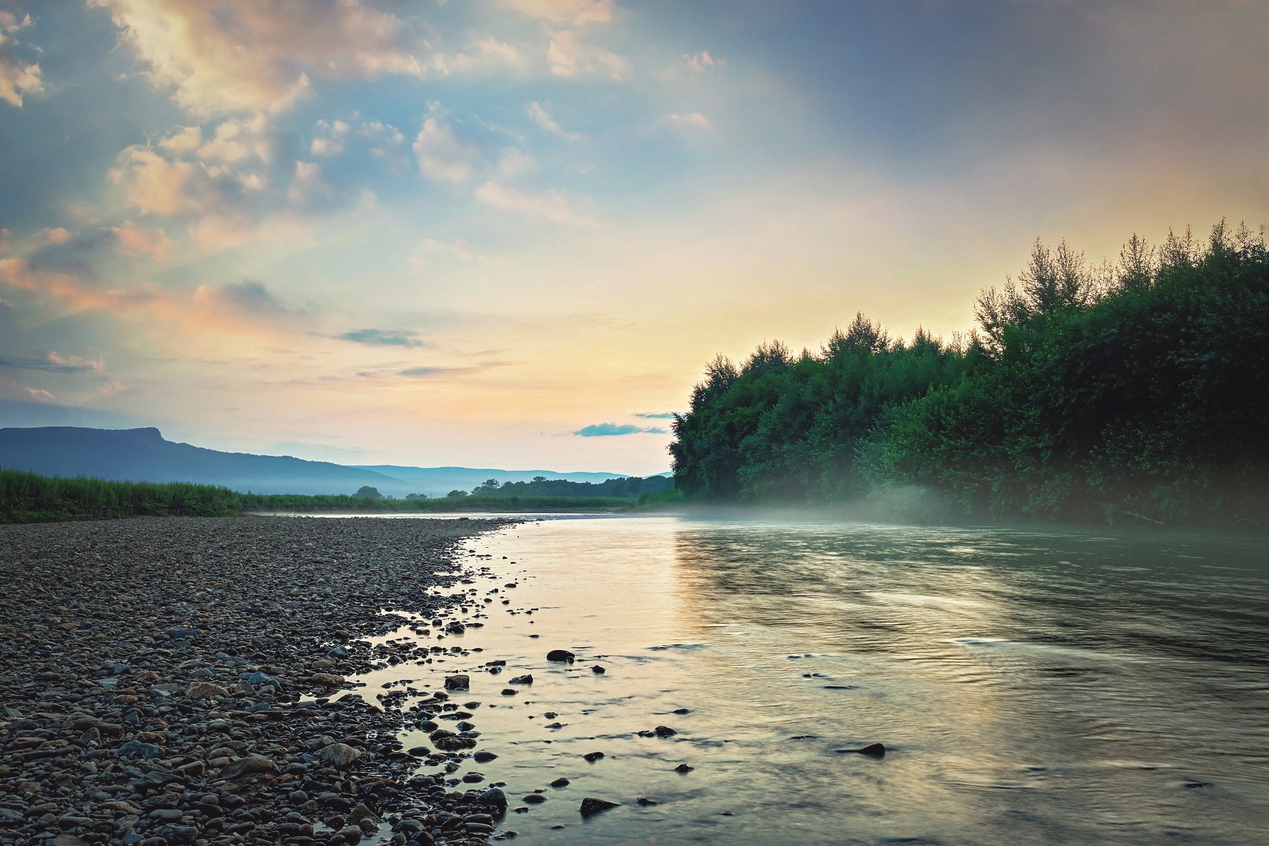 Река, пейзаж, закат, Алена Литвин