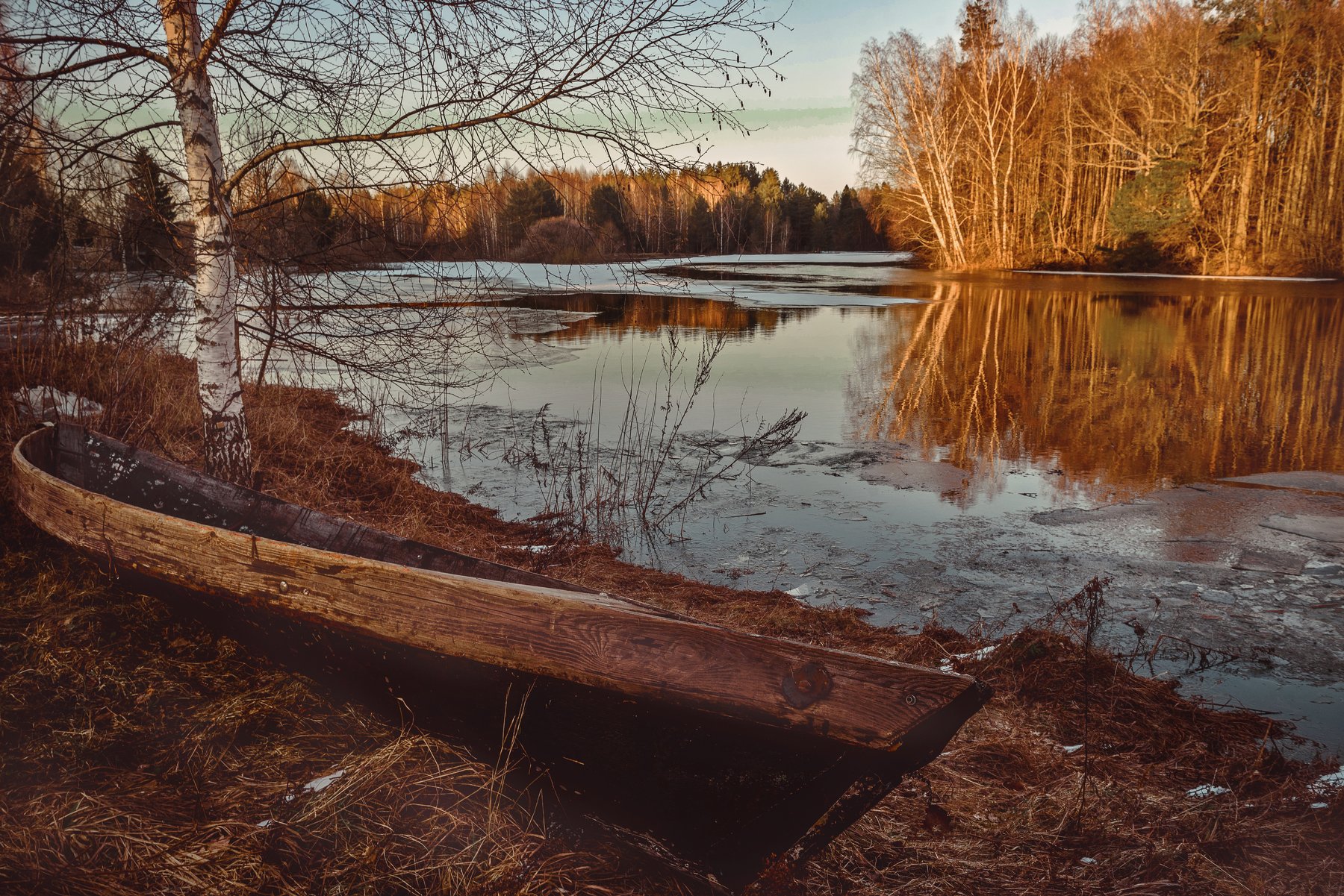 лодка, закат, пейзаж, река, керженец, старая лодка, landscape, sunset, Андрей Грибов