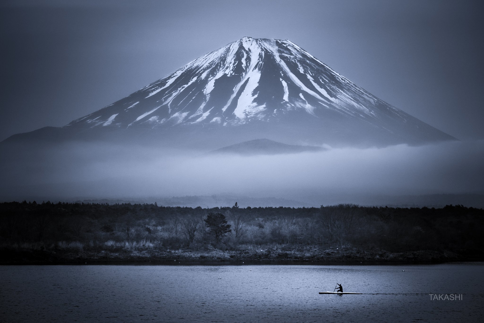 Fuji,Japan,mountain,cloud,boat,training,lake,water,cloud, Takashi