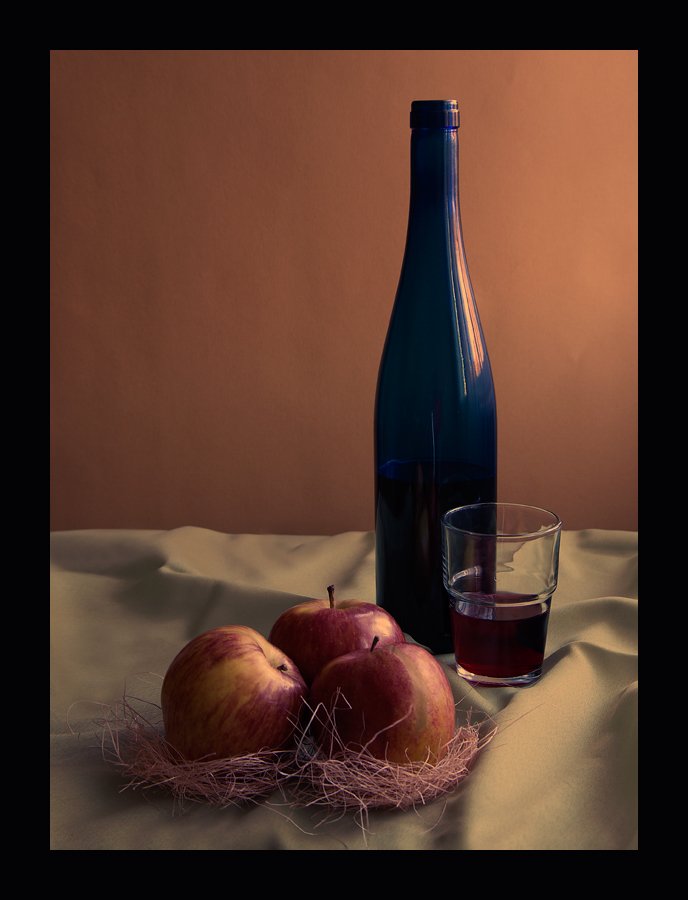яблоки, бутылка, вино, Александр Дубовицкий