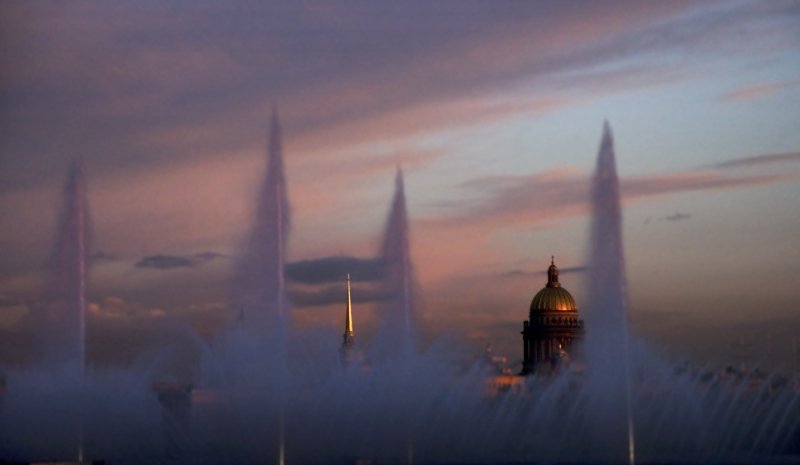 фонтан,закат,небо,санкт-петербург,исаакиевский собор,адмиралтейство, Евгений Пугачев.