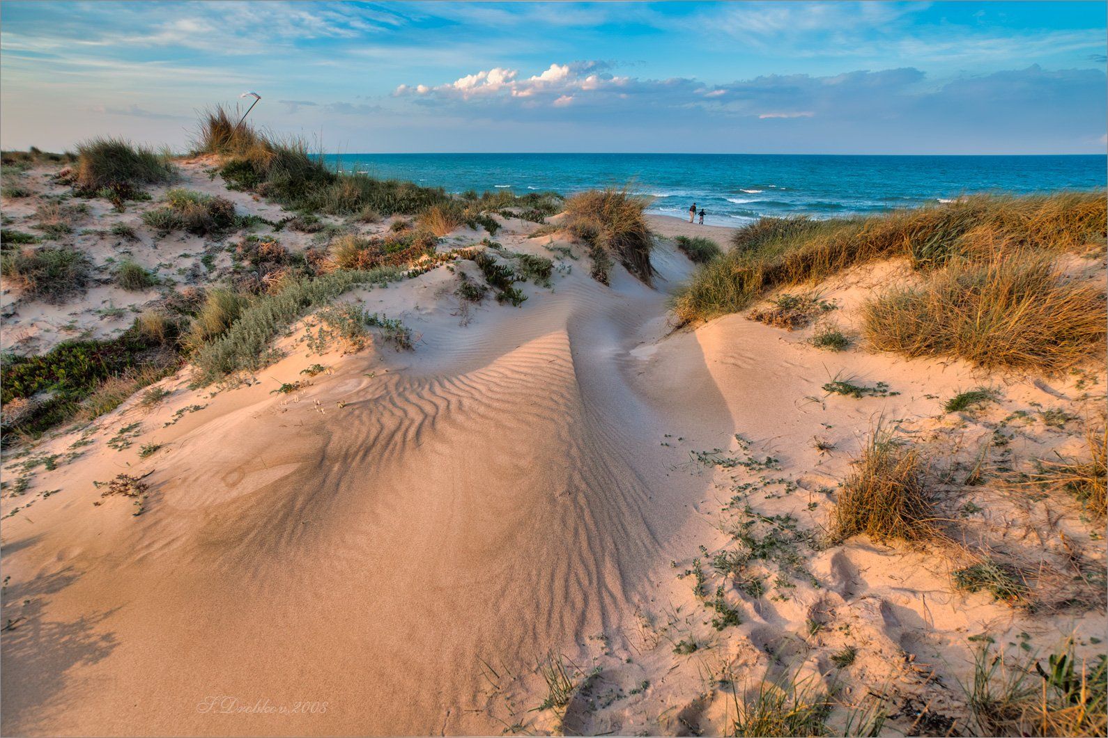 пляж, небо, облака, море, песок, люди, Sergey Drobkov