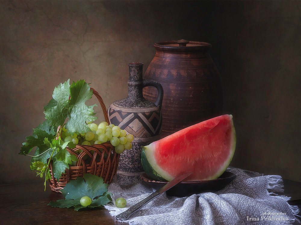 натюрморт, лето, фрукты, зелень, настроение, винтажный, классический, Ирина Приходько