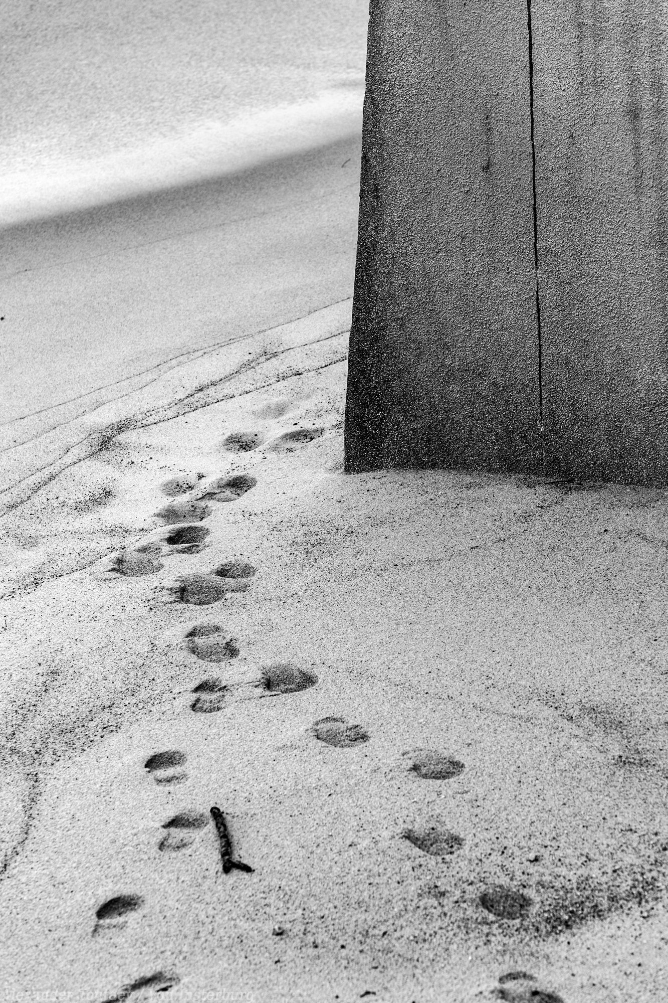 пляж, песок, следы, улица, море, черно-белая фотография, монохром, минимализм,, АлександрТутаев