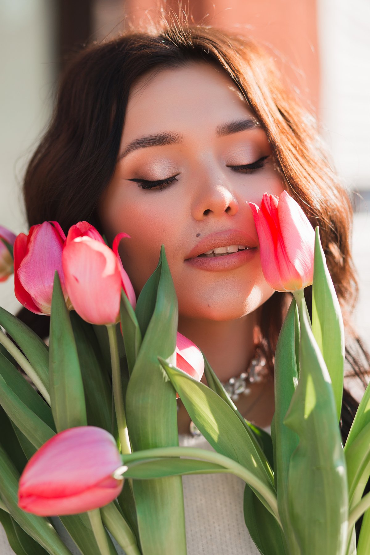 Female  One Woman Only  Young Woman  Beauty  Flower  Beautiful Woman  tulips  pink, Екатерина Быкова