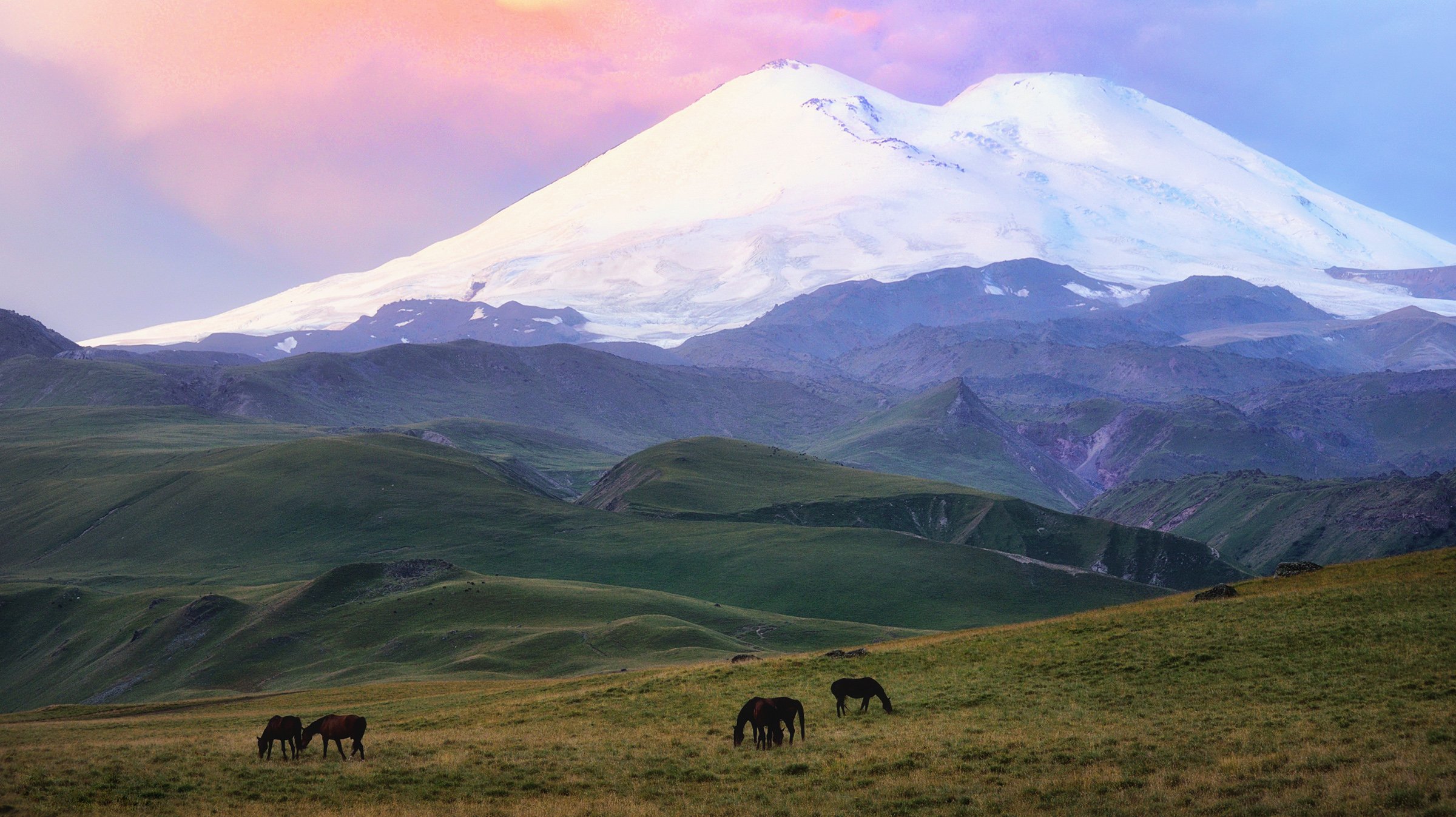 Эльбрус, утро, рассвет, горы, Кавказ, природа, Elbrus, landscape, Роман Склейнов
