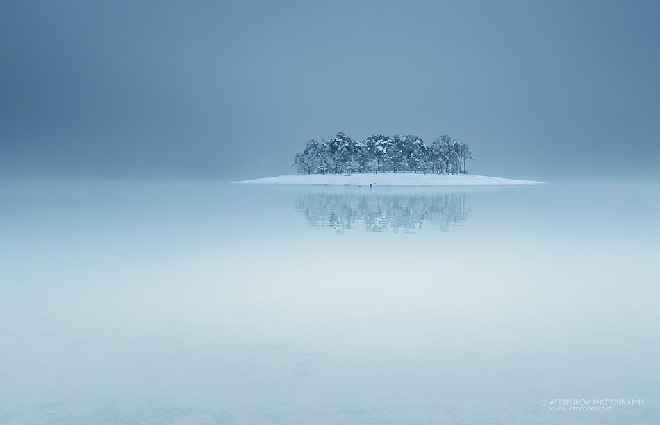 winter, island, water, silky, cold, landscape, Andrey Trifonov