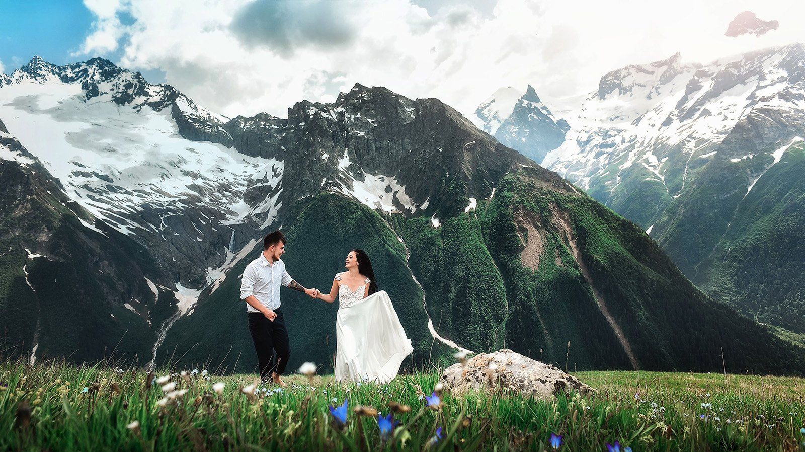 wedding, свадьба, горы, природа, пейзаж, elope, Домбай, Кавказ, Роман Склейнов