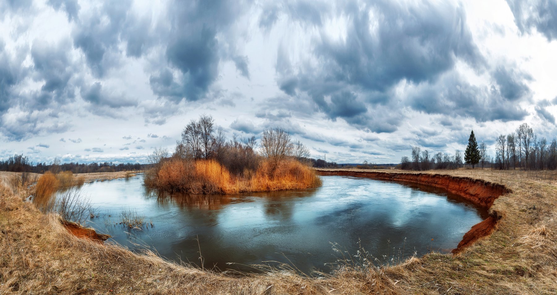 Река, изгиб, панорама, вода, пейзаж, весна, river, water, блока, Иж, Vyacheslav Lozhkin