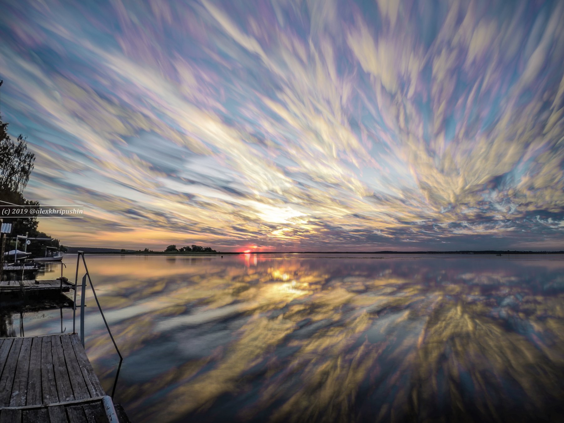 paintedsky clouds sky landscape reflections water river morning sunrise, Александр Хрипушин