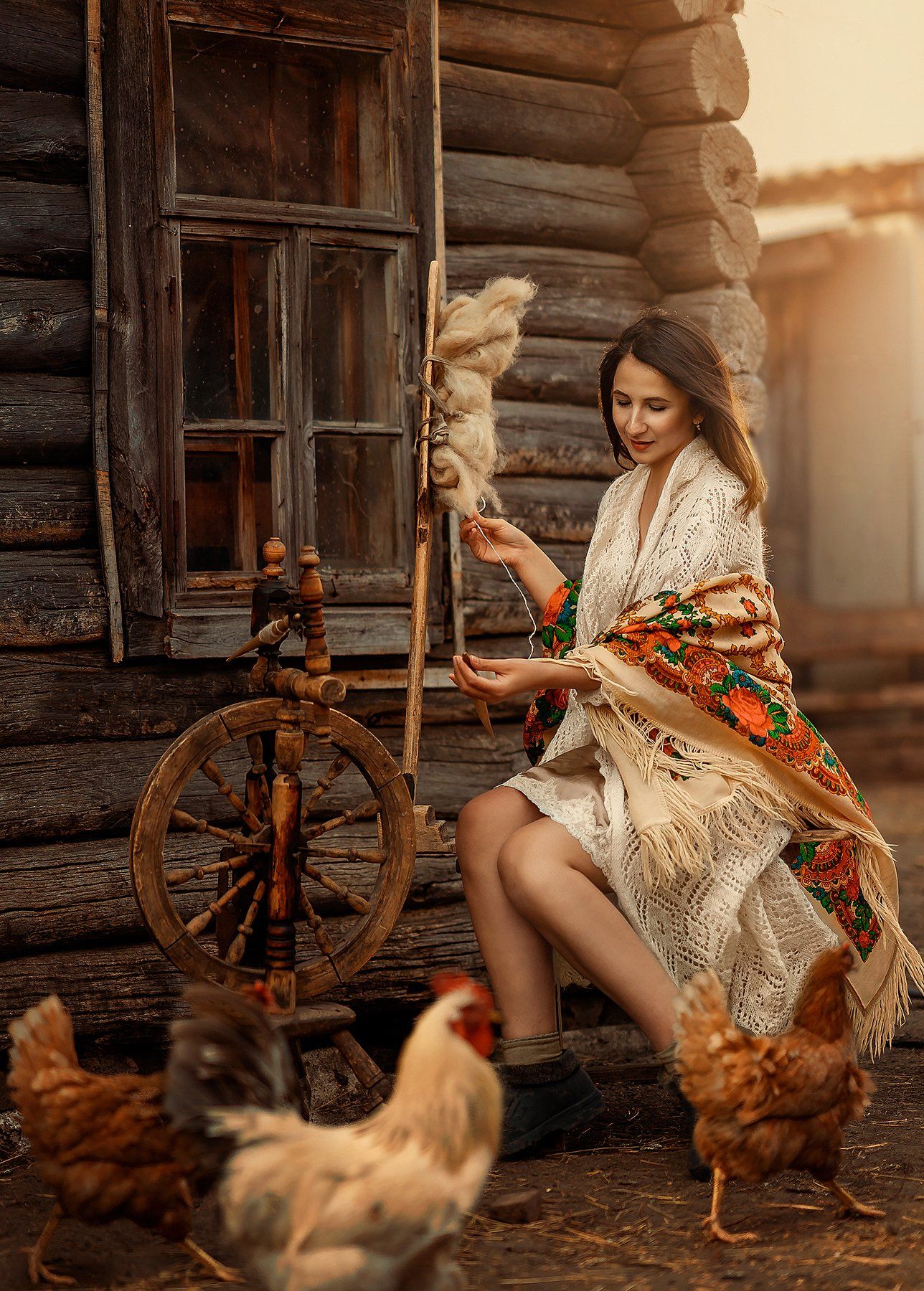 портрет, деревня, прялка, женский портрет, Катя Lovaphotos Орлова