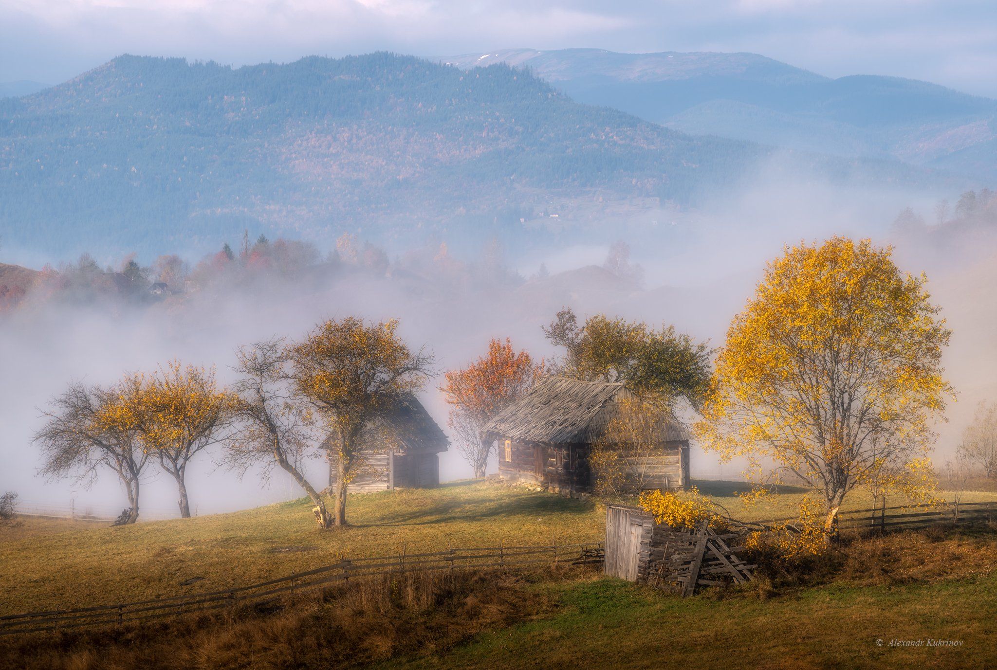 карпаты,осень,пейзаж,туман,утро,рассвет, Александр Кукринов