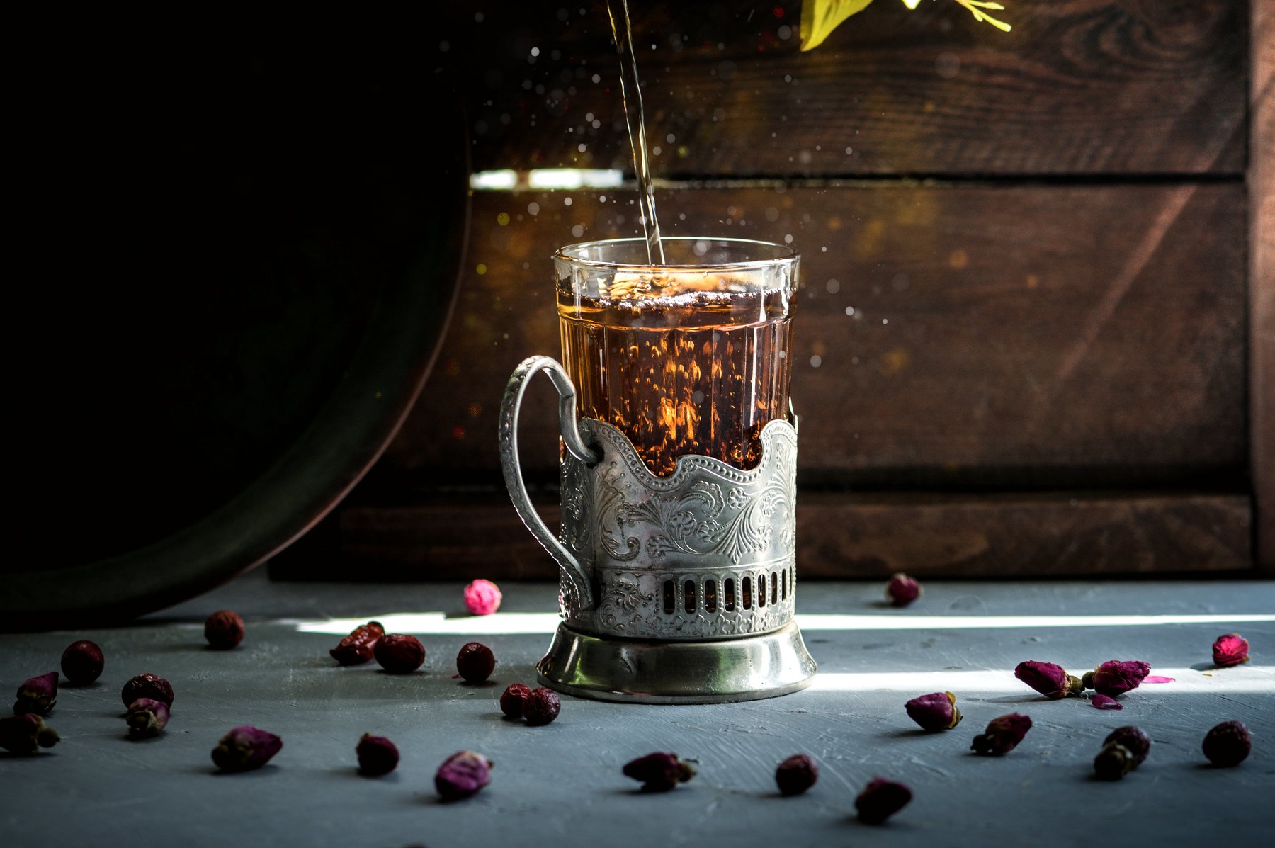 tea, still life, dark, sparkle, drink, Anna Makarenkova