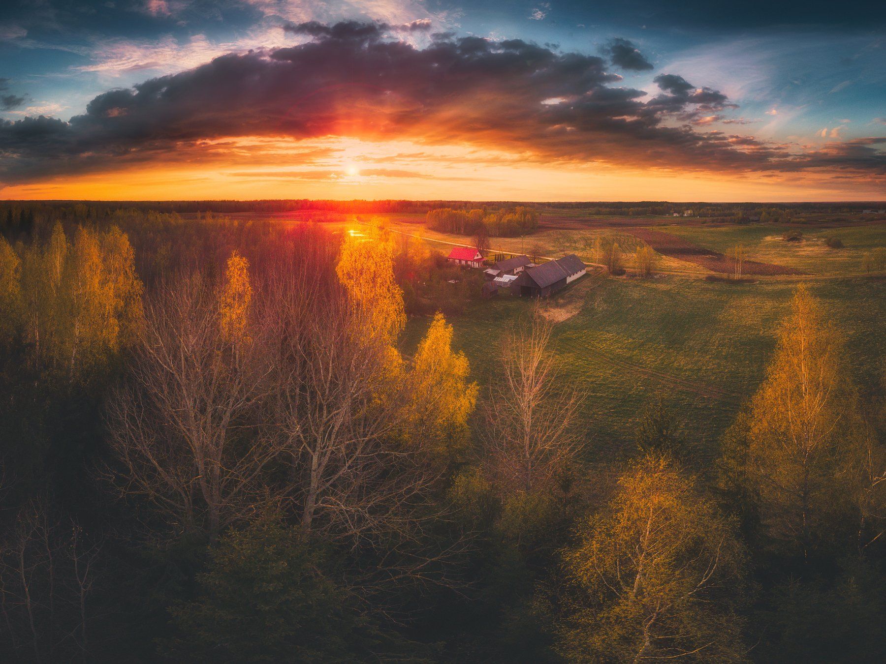 drone,landscape,sunset,panorama,clouds,spring,beautiful, Olegs Bucis