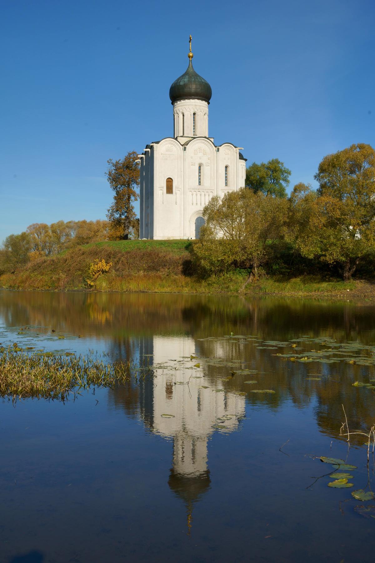 russia, vladimir, landscape, autumn, reflection, architecture, church, pond, travel, beautiful, culture, bobolyubovo,, Shin