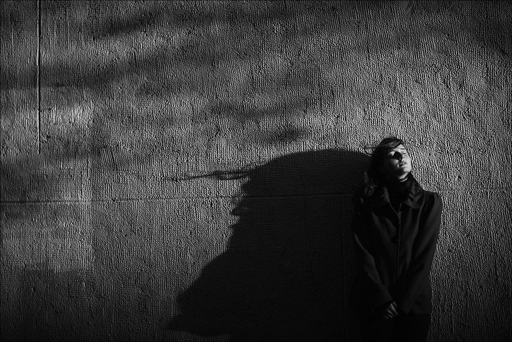 black & white, b&w, portrait, girl, autumn, wall, Данила Лопаткин