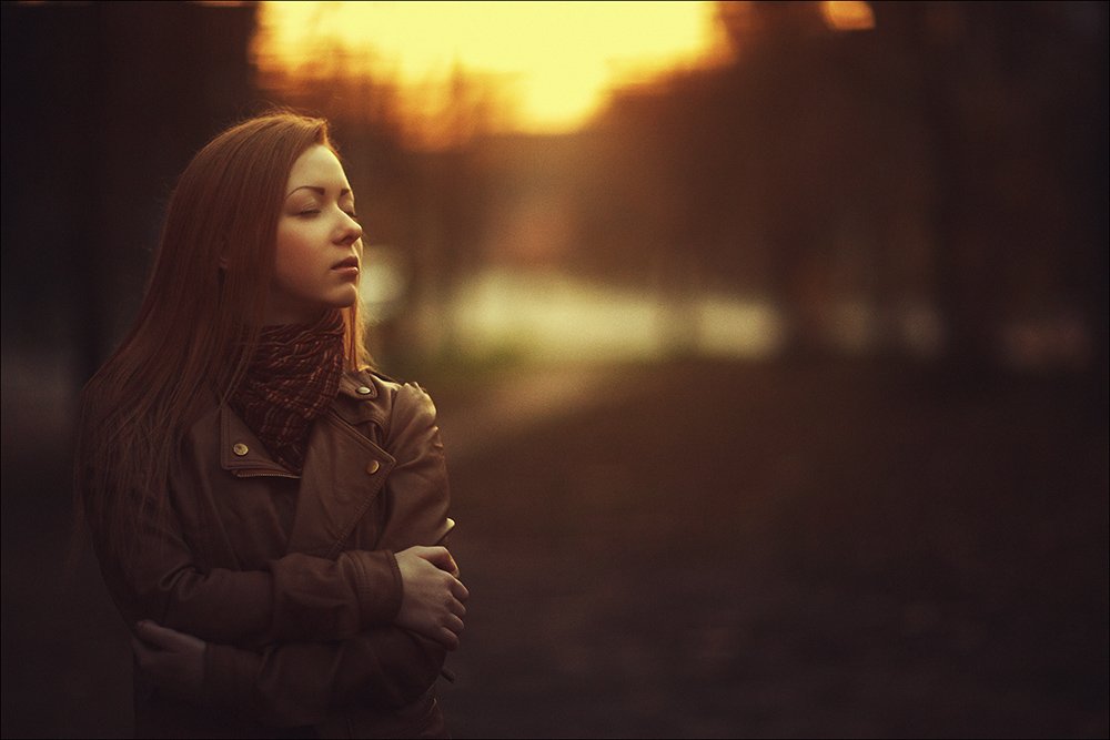 autumn, color, portrait, girl, yellow, sunset, портрет, Данила Лопаткин