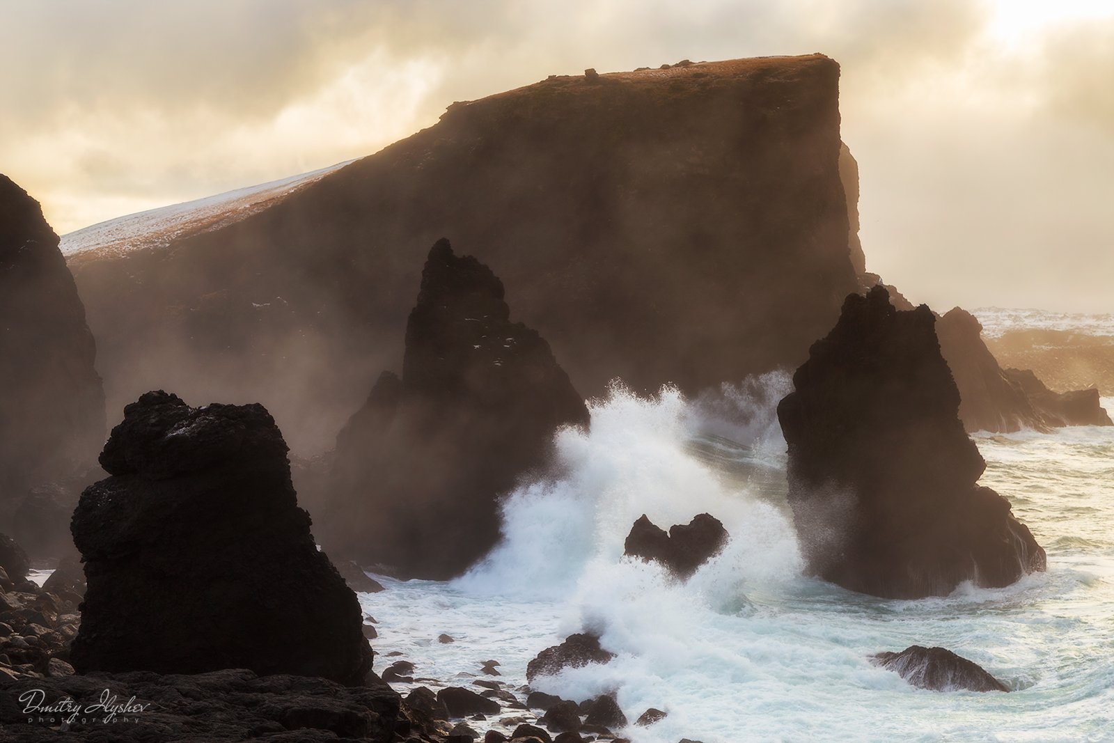 пейзаж, волны, исландия, рассвет, скалы, природа, февраль,  фототур илышев,, Dmitry Ilyshev