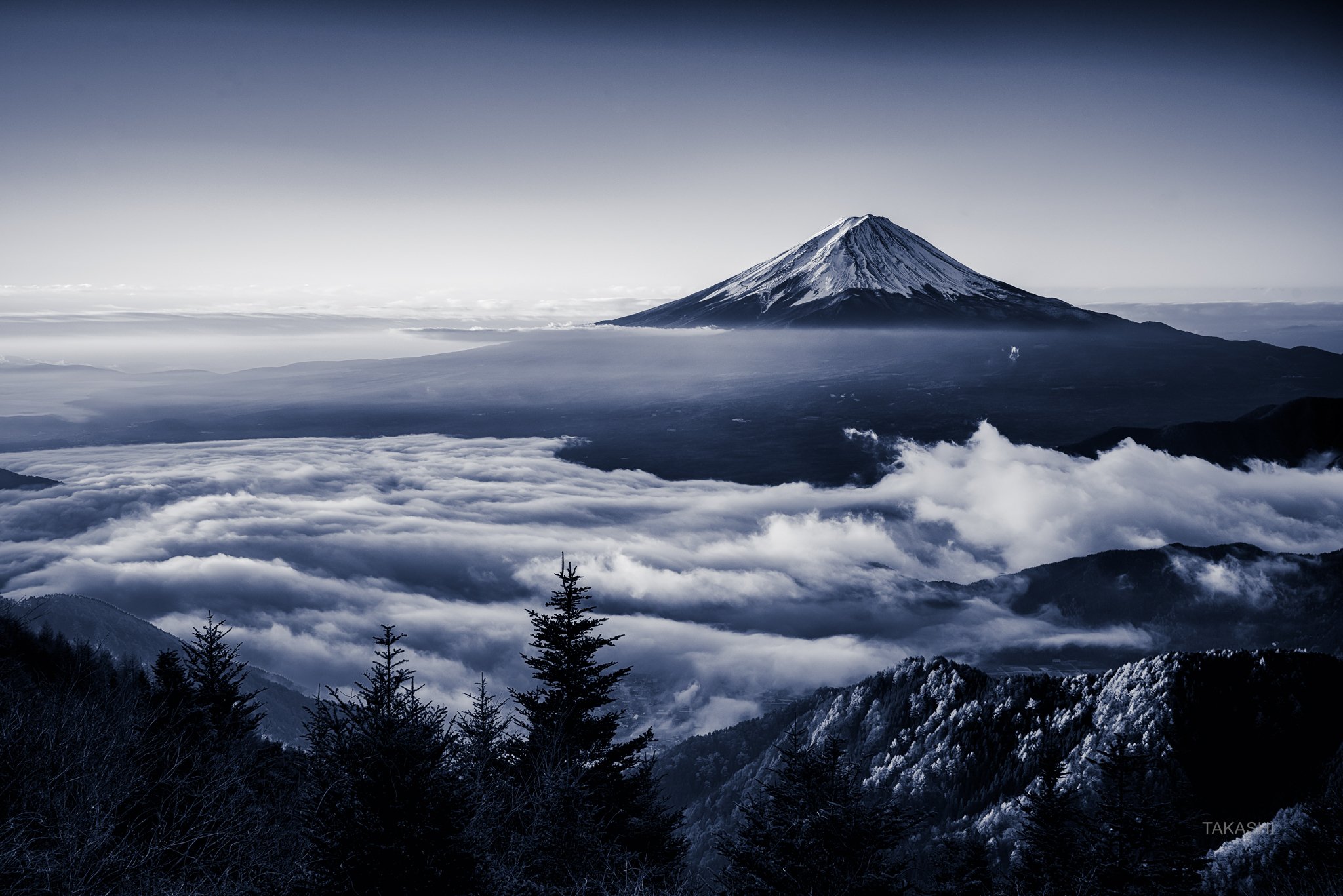 fuji, Japan,mountain,clouds,peak,top,snow,autumn,sky,amazing,wonderful,blue, Takashi