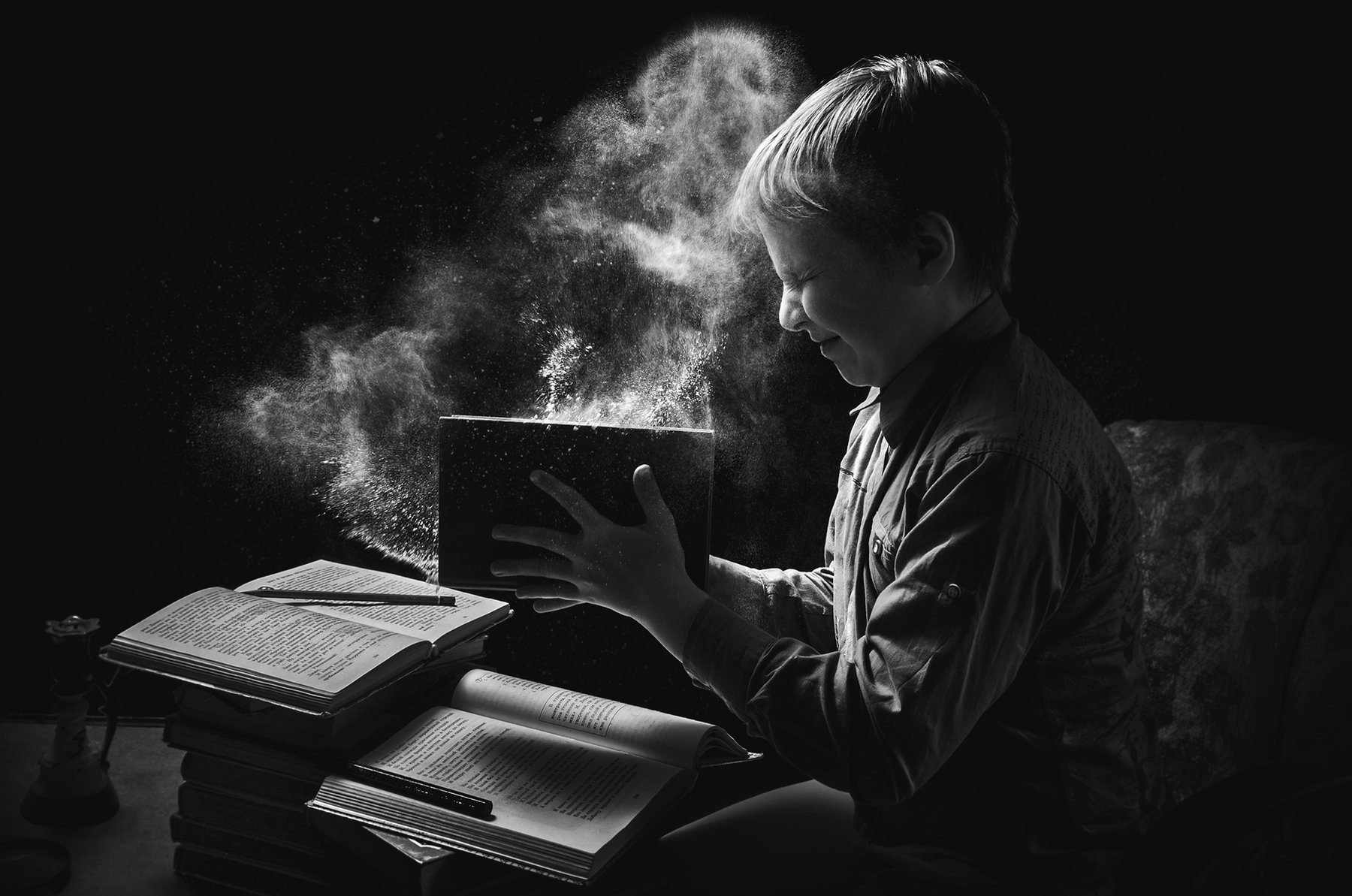 знания,книги,пыль,школа,ребёнок,учёба,чтение,чёрно-белый, Владимир Володин