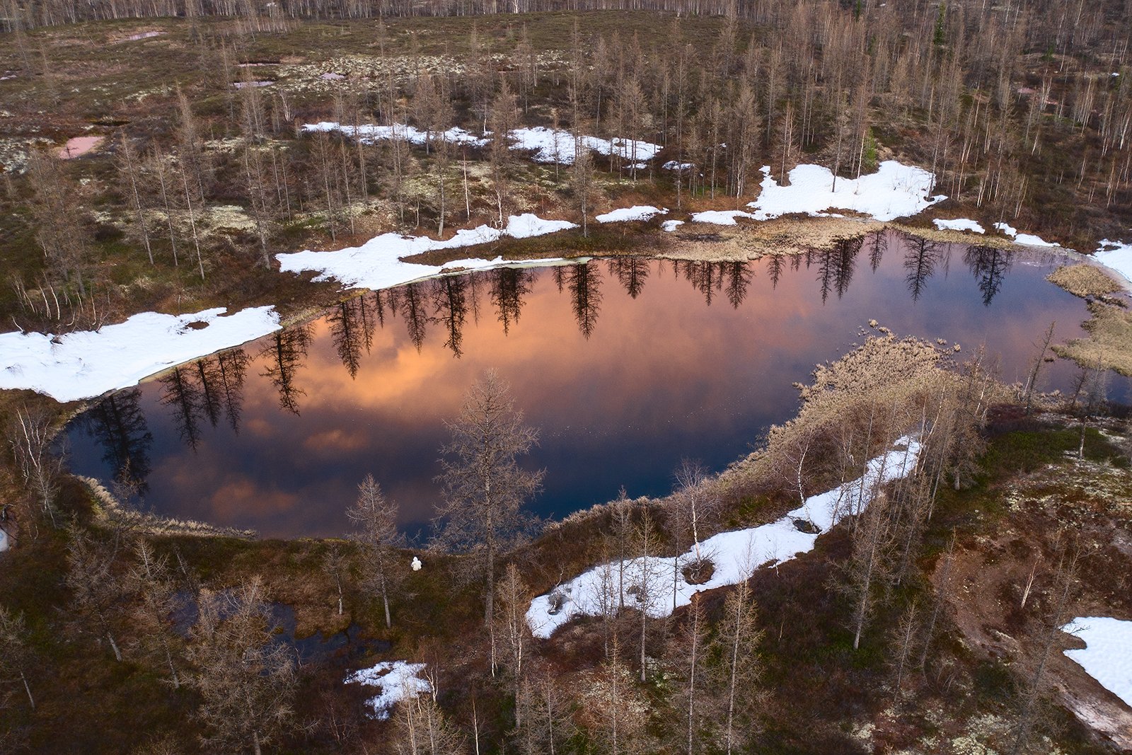 озеро, север, арктика, весна, отражение, Андрей Снегирёв