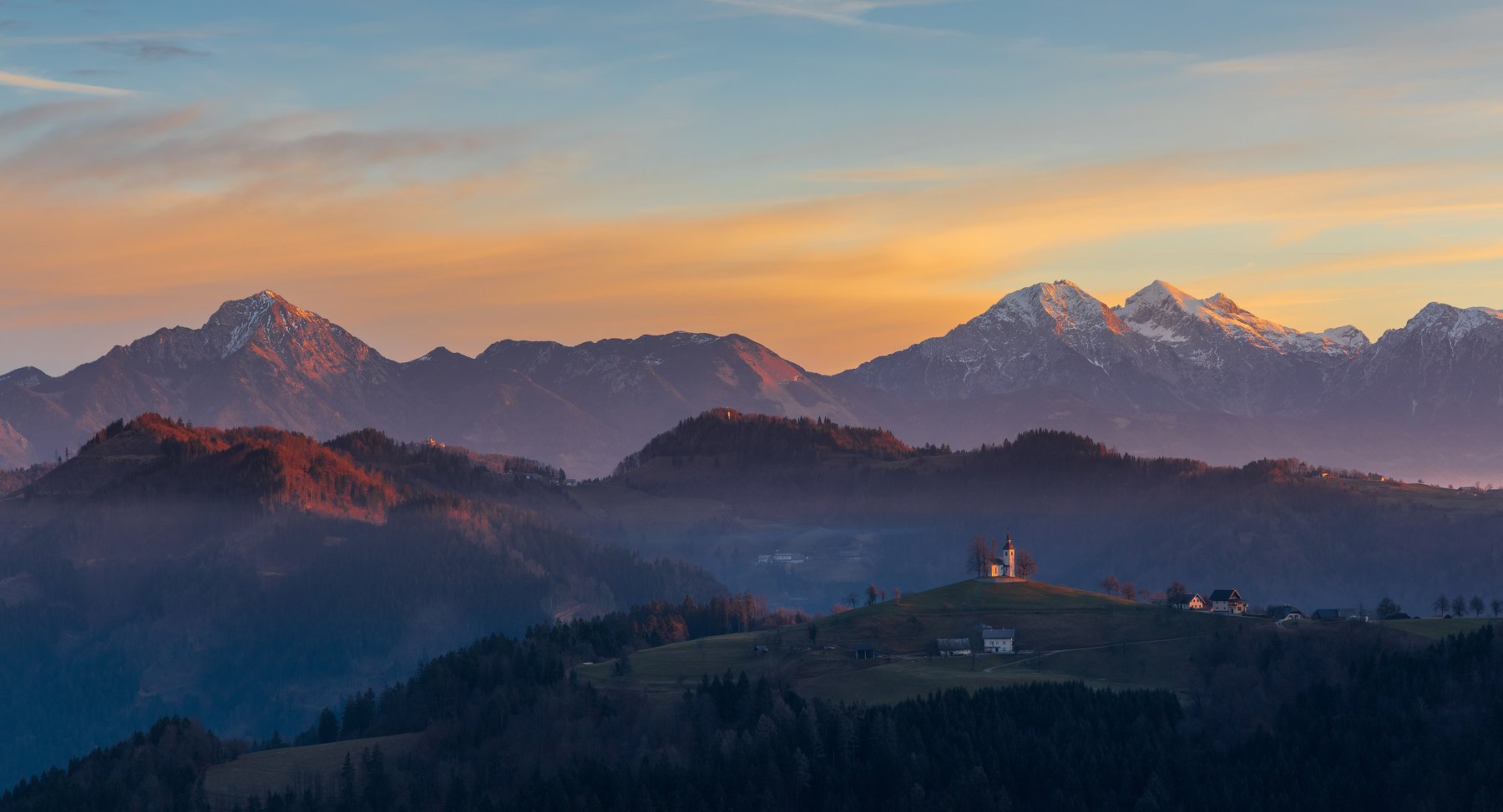 morning, sunrise, landscape, mountains, Bor Rojnik