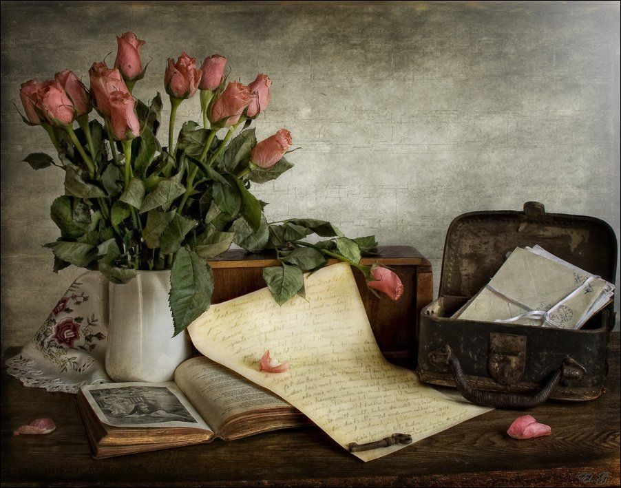 натюрморт, письмо, конверт, розы, воспоминания, грусть, still, life, roses, letter, envelope, sad, memories, El. G.