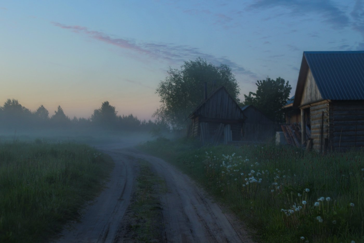 утро туман деревня околица рассвет, Дмитрий Алексеев