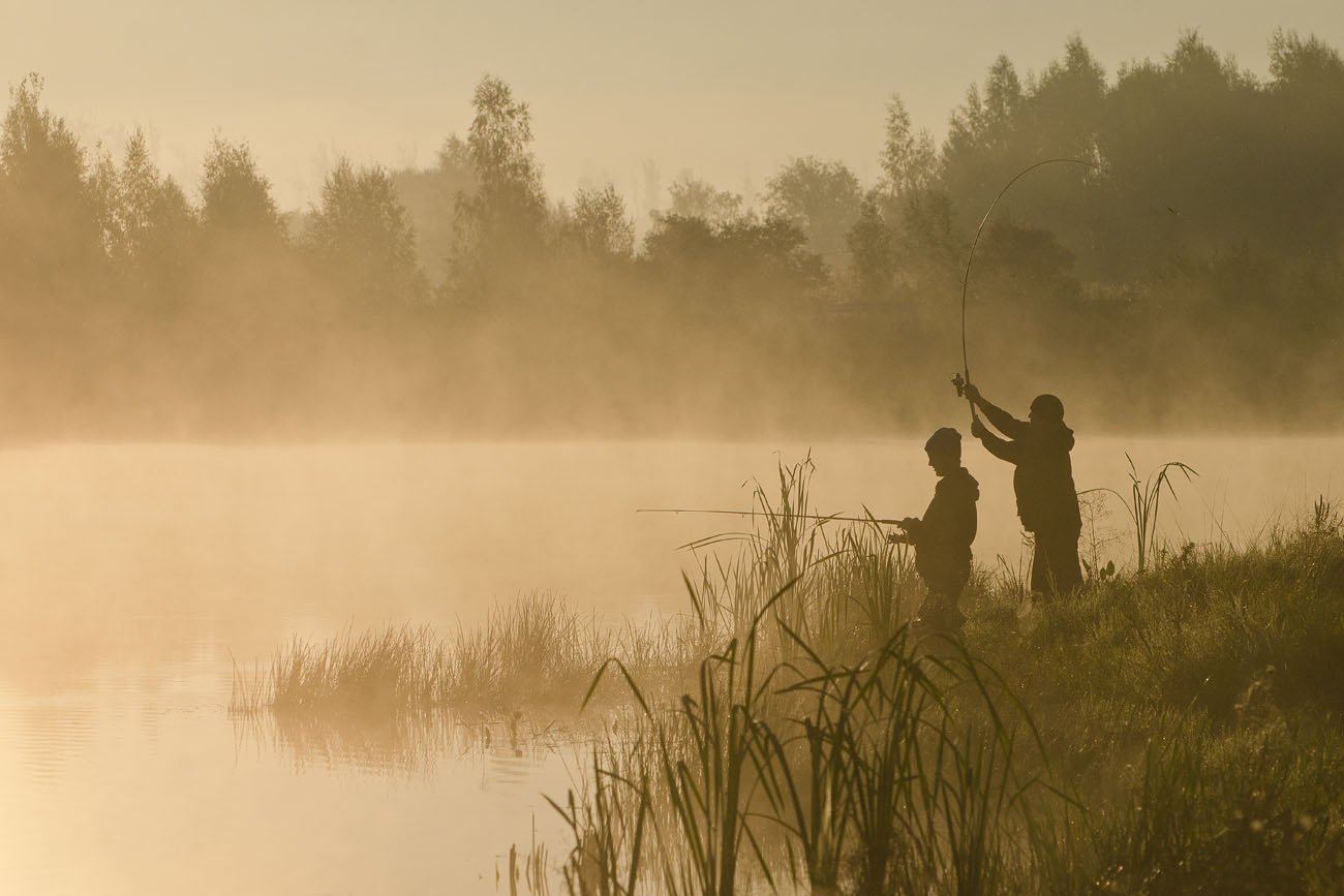 рыбалка, рыбаки, утро, туман, коптево, Михаил Агеев