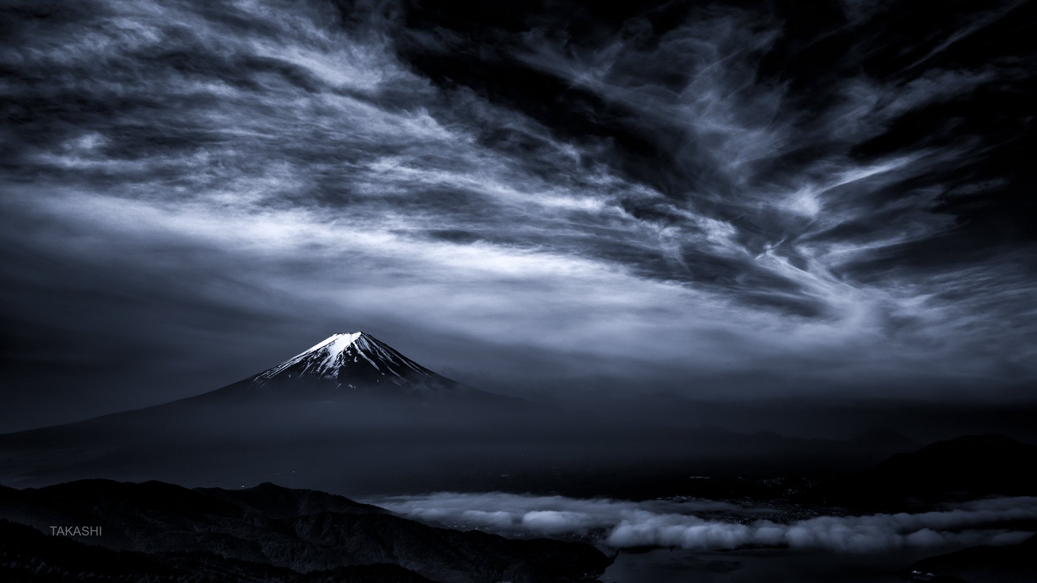 Fuji,Japan,mountain,clouds,spring,snow,lake, Takashi