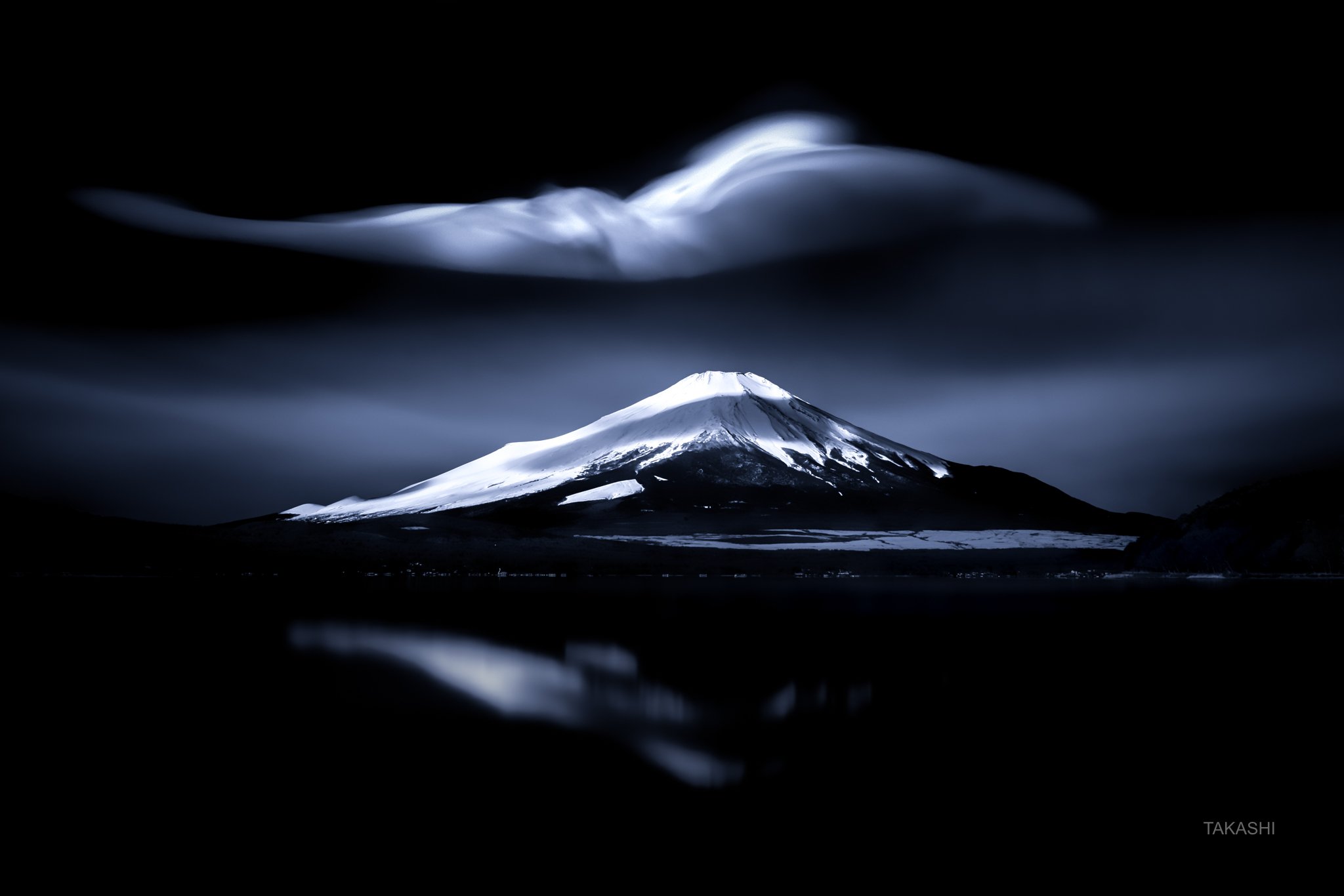 Fuji,Japan,mountain,cloud,snow,lake,reflection, Takashi