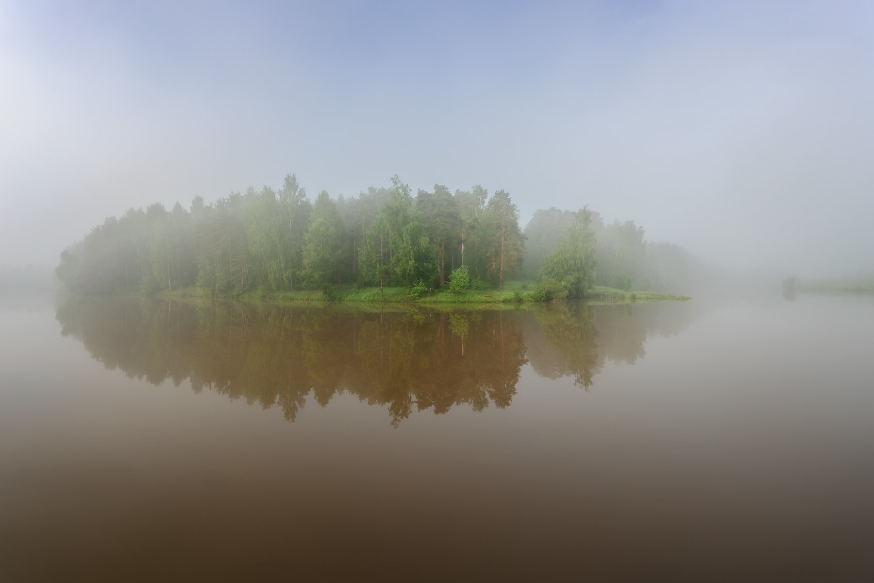 туман, панорама, пейзаж, утро, Московская область, природа, рассвет, отражение, Мартыненко Дмитрий
