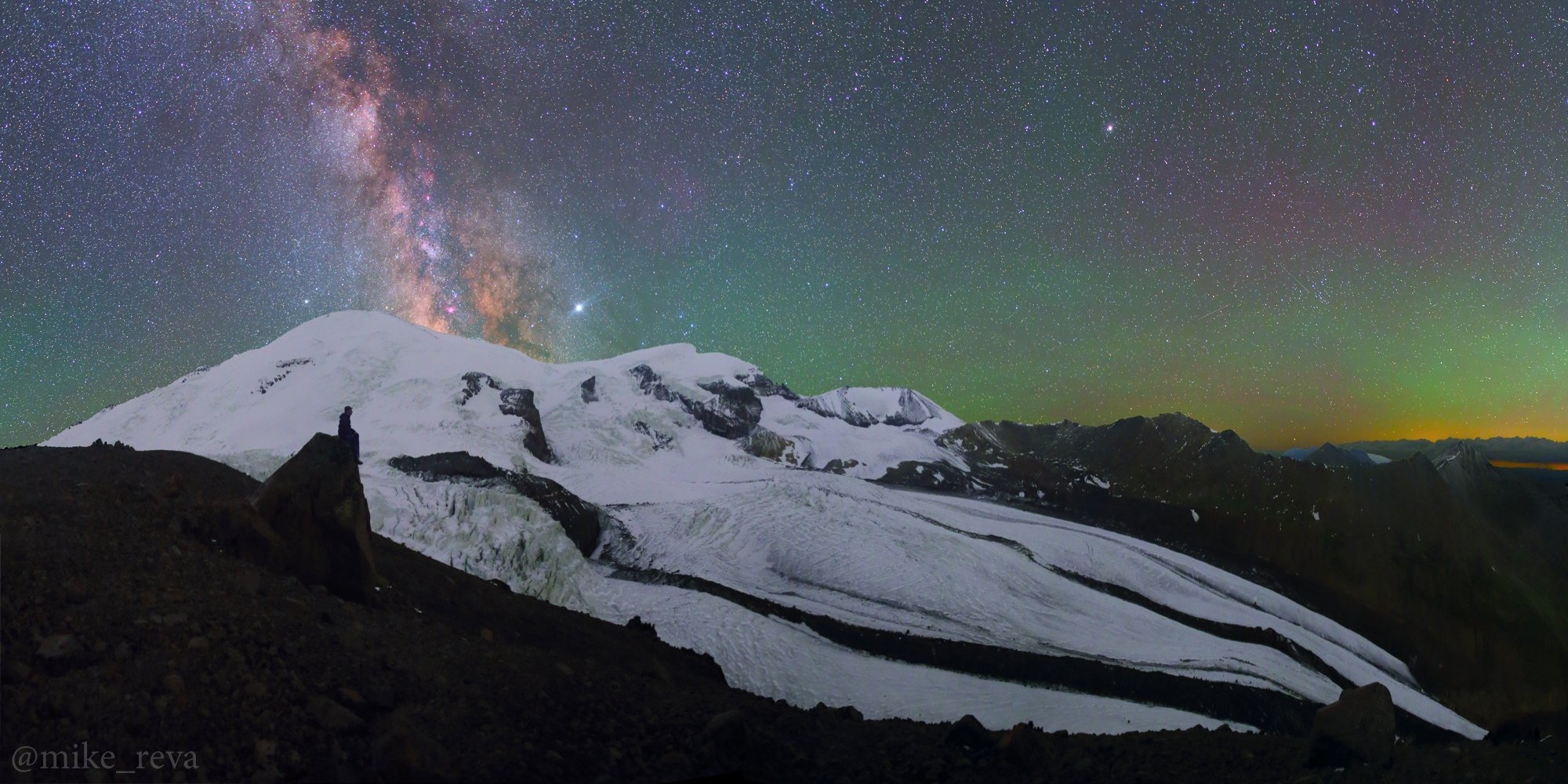 ночь эльбрус ночной пейзаж астрофотография звезды созвездия, Михаил Рева