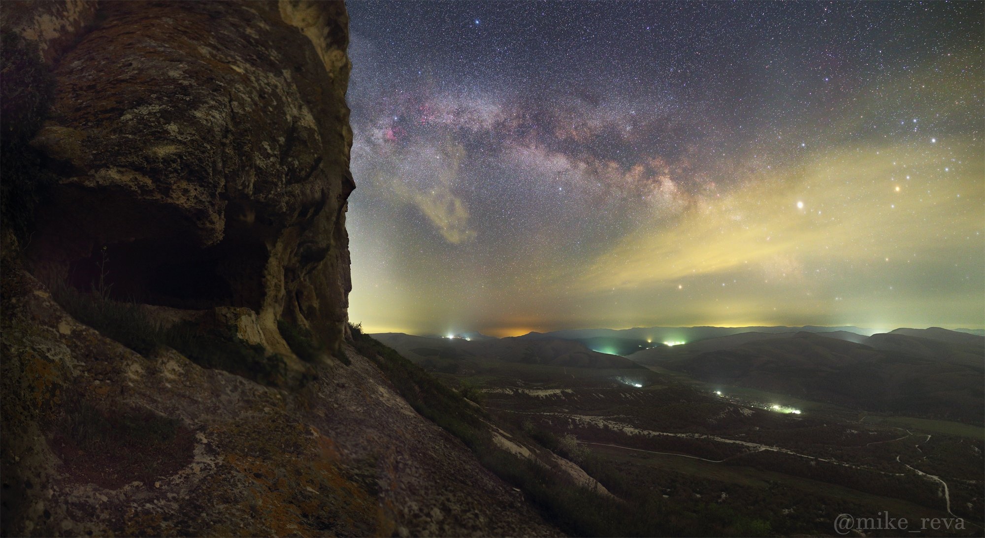 ночь крым ночной пейзаж астрофотография звезды созвездия пещерный город тепе-кермен, Михаил Рева