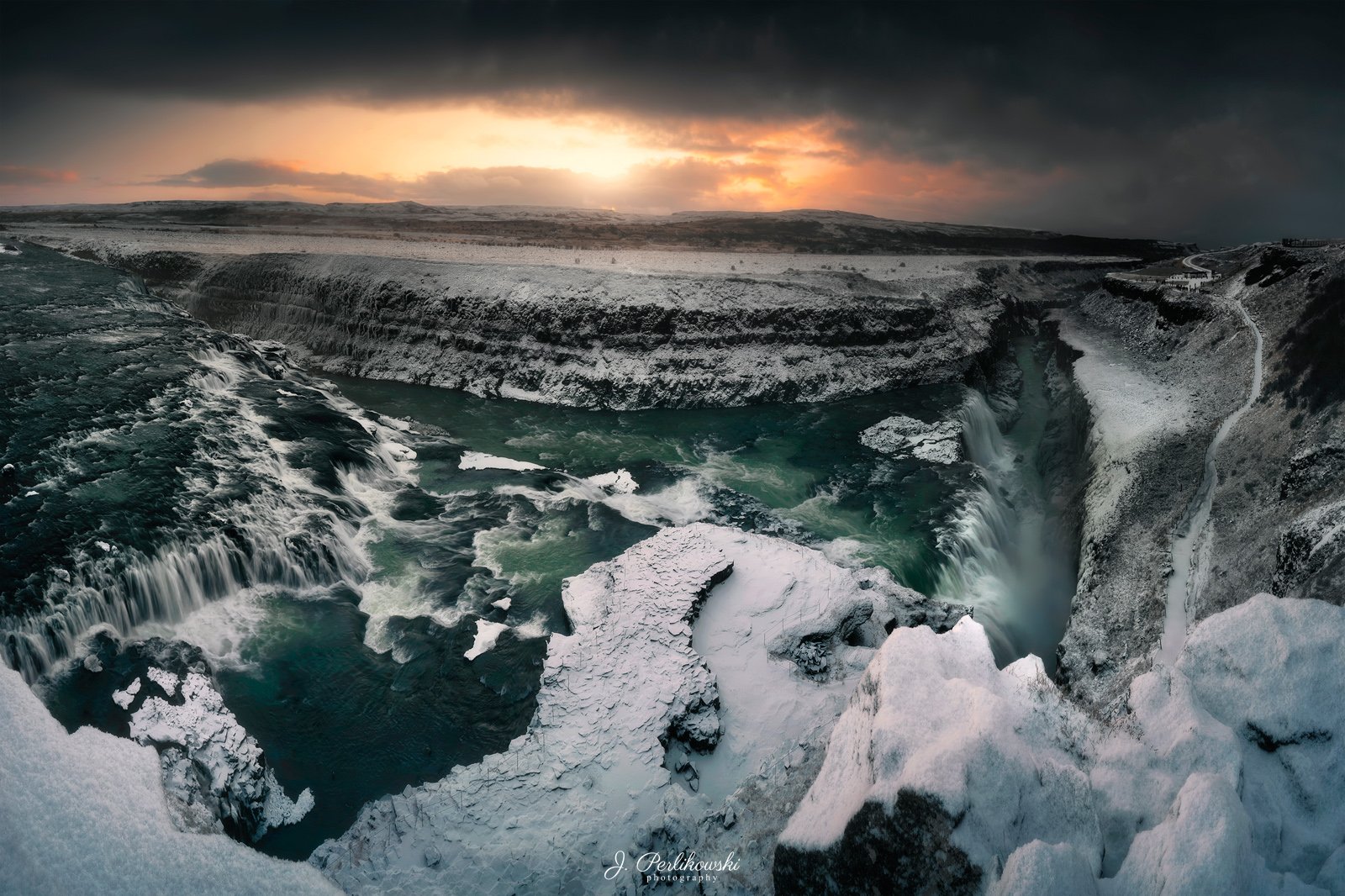 iceland, winter, snow, waterfall, sunrise, landscape, cold, Jakub Perlikowski