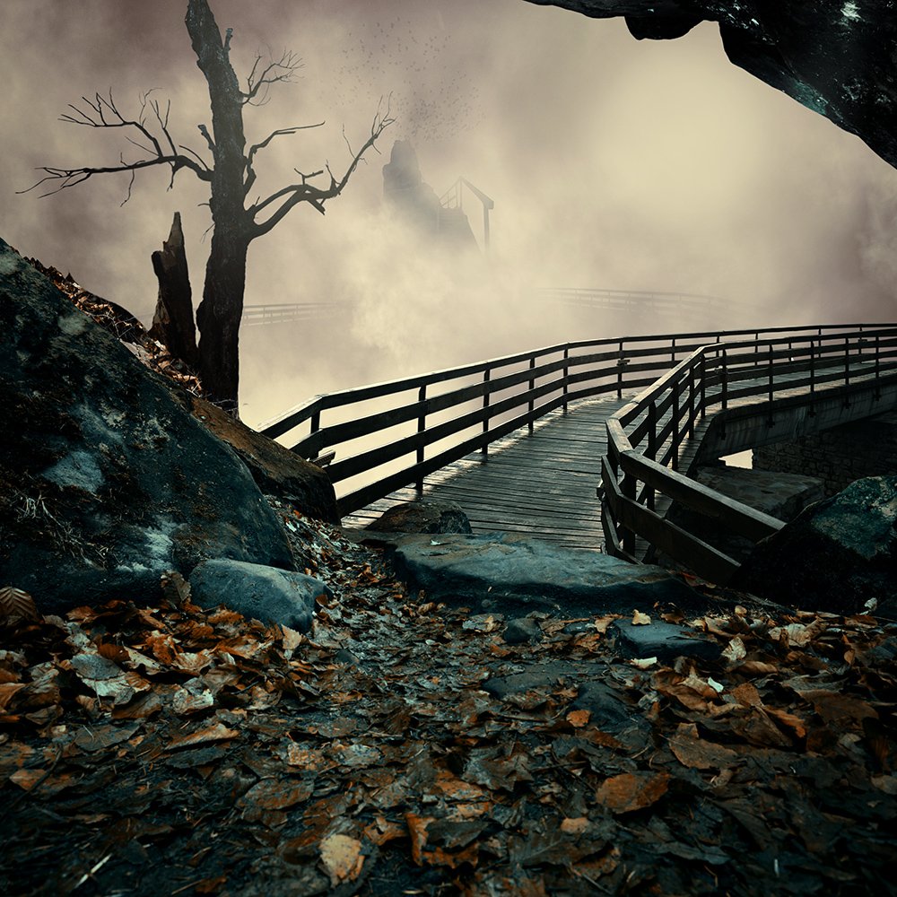 place, mounting, shadow, light, tutorials, psd, manipulation, sky, tree, stone, leaf, arc, alley, mystery, Caras Ionut