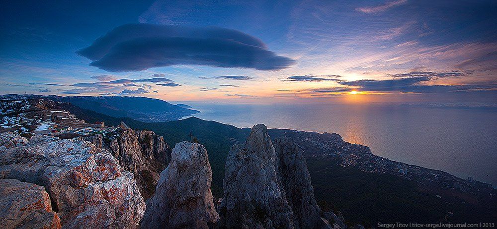 горы, море, солнце, пейзаж, Serge Titov