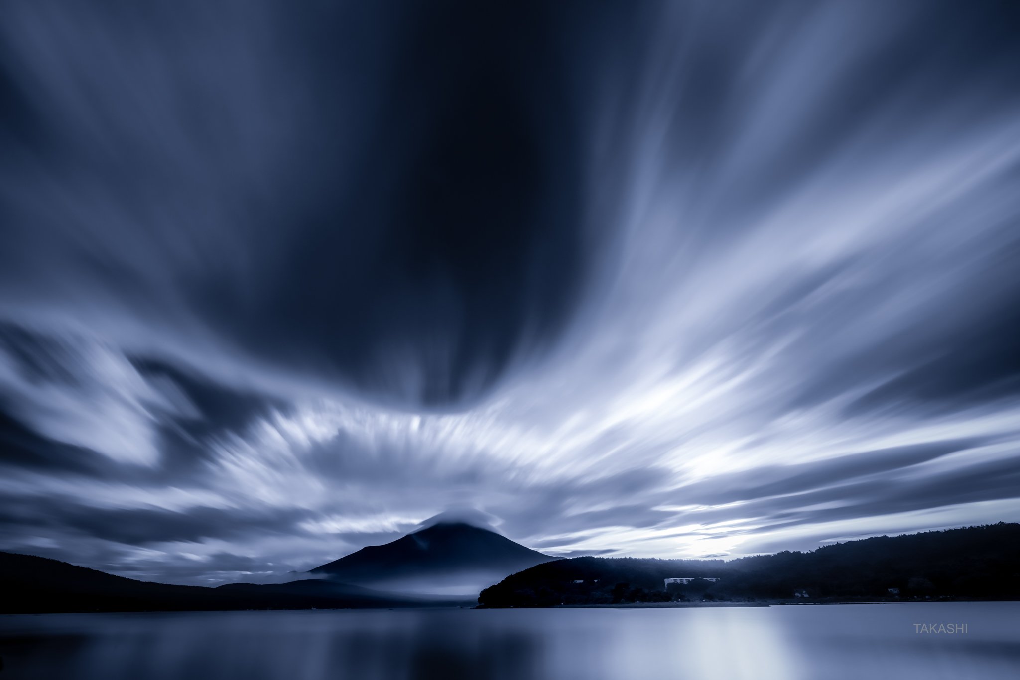 Fuji,Japan,mountain,lake,water,clouds,explotion,burst, Takashi