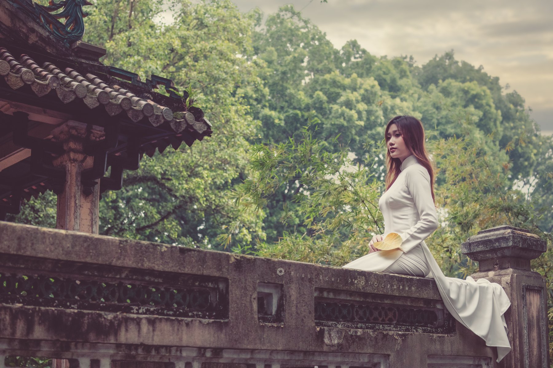 traditional, pagoda, charming, long hair, long dress, HIEU NGHI NGUYEN