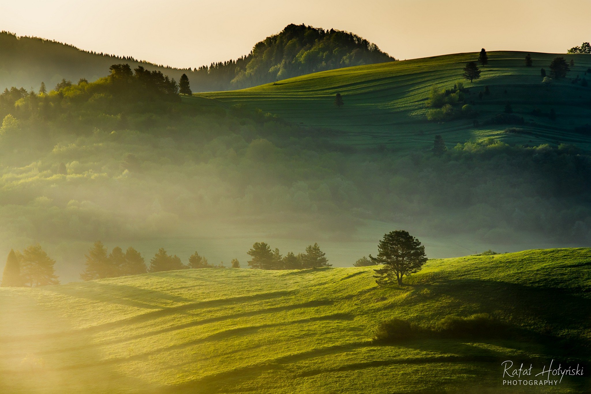 spring, green, mountains, sunset, Rafał Hołyński