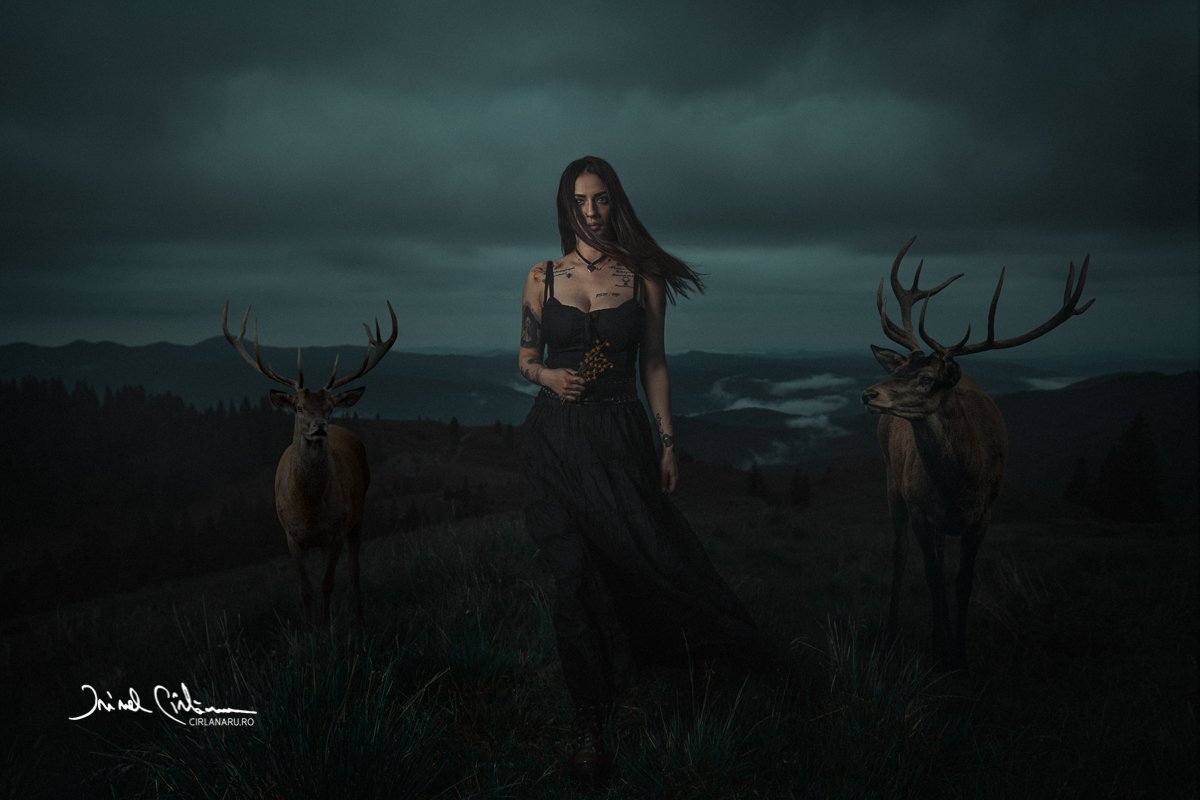 deer, tamer, portrait, mood, female portrait, Irinel Cirlanaru